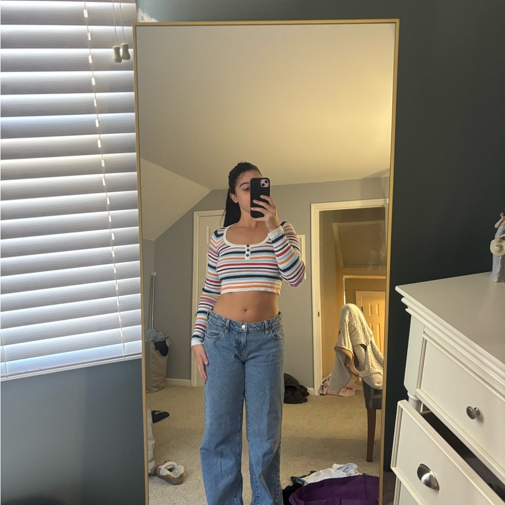 American Eagle Outfitters Multicolor Striped Crop Top